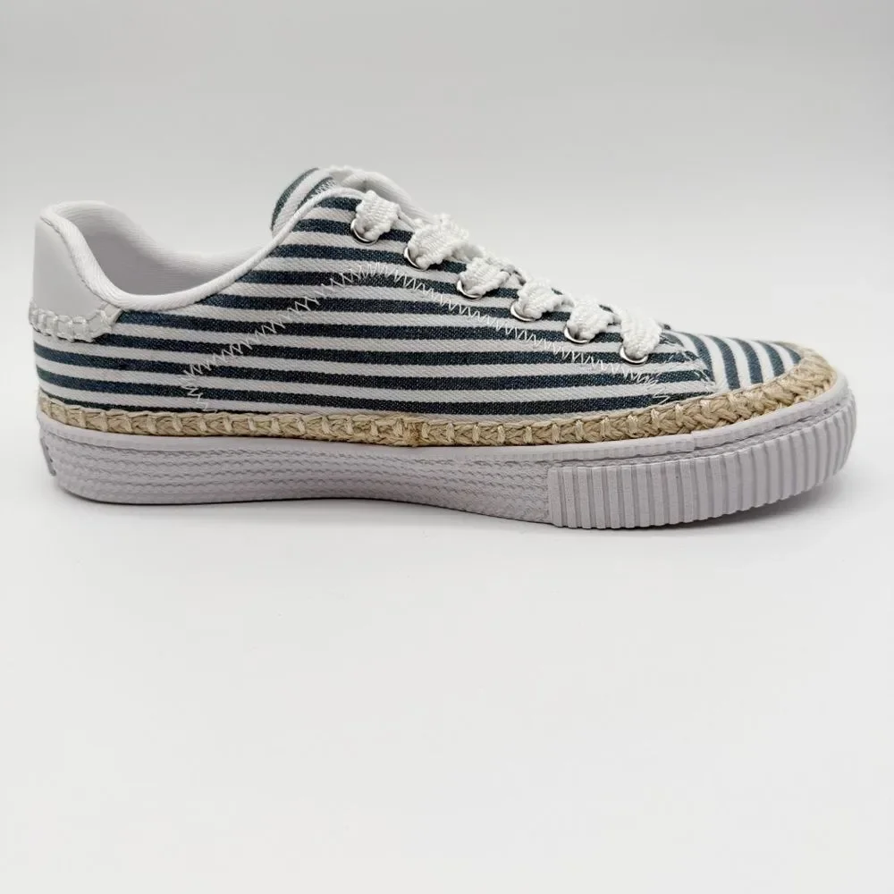 Marc Fisher Spryng Stripe Canvas Lace Up Sneaker Blue White Casual 10 NEW - Picture 12 of 16